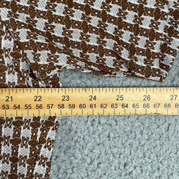 VTG Braidburn 1970s Short Sleeve Shirt Disco Retro Brown White Geometric - Picture 6 of 9